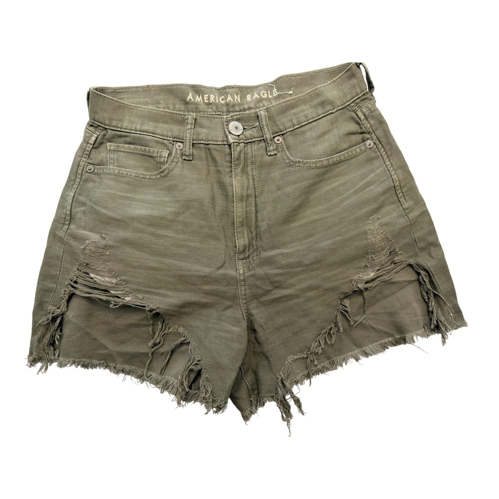 American Eagle Outfitters Shorts Womens 6 Green Mom High Rise Distressed Raw Hem